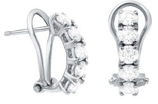 ESTATE 1.3CT DIAMOND 18KT WHITE GOLD 3D CLASSIC ROUND 5 STONE HANGING EARRINGS