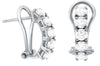 ESTATE 1.3CT DIAMOND 18KT WHITE GOLD 3D CLASSIC ROUND 5 STONE HANGING EARRINGS