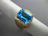 ESTATE LARGE 4.31CT DIAMOND & AAA BLUE TOPAZ 14KT TWO TONE GOLD HALO MESH RING