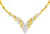 LARGE .95CT DIAMOND 14KT YELLOW GOLD 3D MULTI ROW V SHAPE BAMBOO LOVE NECKLACE