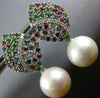 1.3CT DIAMOND AAA MULTI COLOR SAPPHIRE & SOUTH SEA PEARL 18K WHITE GOLD EARRINGS