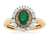 .77CT DIAMOND & AAA EMERALD 14KT 2 TONE GOLD OVAL & ROUND FLOWER FILIGREE RING