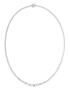 5CT DIAMOND 18KT WHITE GOLD 3D GRADUATING 3 PRONG SEMI ETERNITY TENNIS NECKLACE