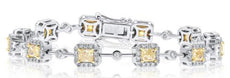 5.54CT WHITE & FANCY YELLOW DIAMOND 18KT WHITE GOLD BY THE YARD TENNIS BRACELET