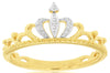 ESTATE .06CT DIAMOND 14KT WHITE AND YELLOW GOLD 3D CLASSIC ROUND CROWN FUN RING
