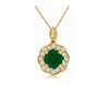 .76CT DIAMOND & AAA EMERALD 14KT YELLOW GOLD 3D FLOWER FILIGREE FLOATING PENDANT
