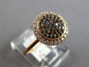 .44CT WHITE & BLACK DIAMOND 14K ROSE GOLD 3D CLASSIC ROUND CLUSTER HALO FUN RING