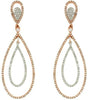 ESTATE 1.30CT DIAMOND 14K WHITE & ROSE GOLD 3D DOUBLE TEAR DROP HANGING EARRINGS