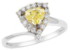 1.03CT WHITE & FANCY YELLOW DIAMOND 18KT 2 TONE GOLD ROUND & TRILLION HALO RING