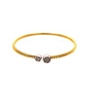 ESTATE .20CT DIAMOND 18KT 2 TONE GOLD CIRCULAR FLOWER SNAKE CUFF BANGLE BRACELET