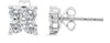 .75CT DIAMOND 14KT WHITE GOLD ROUND CLASSIC 4 STONE FLOWER SQUARE STUD EARRINGS