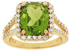 LARGE 5.25CT DIAMOND & AAA PERIDOT 14KT YELLOW GOLD CUSHION & ROUND OCTAGON RING