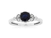 1.15CT DIAMOND & AAA SAPPHIRE 14K WHITE GOLD 3D ROUND MULTI LEAF ENGAGEMENT RING