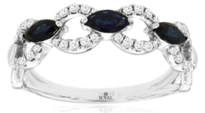 .77CT DIAMOND & AAA SAPPHIRE 14KT WHITE GOLD MARQUISE & ROUND LOVE KNOT FUN RING