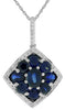 2.27CT DIAMOND & AAA SAPPHIRE 14KT WHITE GOLD OVAL & ROUND HALO FLOATING PENDANT