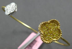 .73CT WHITE & INTENSE FANCY YELLOW DIAMOND 18KT 2 TONE GOLD 3D BANGLE BRACELET