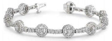 3.93CT DIAMOND 14KT WHITE GOLD CLASSIC MULTI FLOWER BY THE YARD TENNIS BRACELET