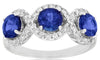 1.90CT DIAMOND & AAA TANZANITE 14KT WHITE GOLD 3D ROUND 3 STONE HALO LOVE RING