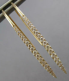 LONG .58CT DIAMOND 14K YELLOW GOLD 3D GRADUATING BAR LEVERBACK HANGING EARRINGS