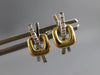 ESTATE .04CT DIAMOND 14KT 2 TONE GOLD 3D CRISS CROSS X SQUARE HANGING EARRINGS
