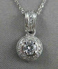 ANTIQUE .47CTW DIAMOND SOLITAIRE 14K WHITE GOLD PENDANT + CHAIN