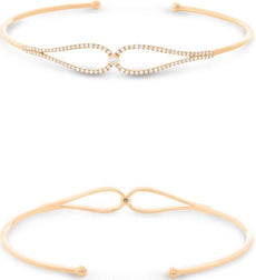 .26CT DIAMOND 14K ROSE GOLD 3D ROUND DOUBLE TEAR DROP INFINITY BANGLE BRACELET