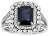 Estate 2.63Ct Diamond & AAA Sapphire 14K White Gold Emerald Cut & Round Engagement Ring