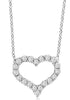 ESTATE .25CT DIAMOND 14KT WHITE GOLD 3D CLASSIC OPEN HEART LOVE NECKLACE