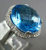 ESTATE 17.24CT DIAMOND & AAA BLUE TOPAZ 14KT WHITE GOLD FLOWER FILIGREE FUN RING