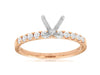 .30CT DIAMOND 14KT WHITE & ROSE GOLD 11 STONE 4 PRONG SEMI MOUNT ENGAGEMENT RING