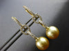 LARGE .84CT DIAMOND & AAA GOLDEN SOUTH SEA PEARL 18K WHITE GOLD HANGING EARRINGS