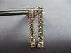 ESTATE LARGE 1.5CT DIAMOND 14KT YELLOW GOLD ROUND JOURNEY FLEXIBLE BAR HANGING EARRINGS