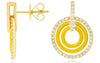 .32CT DIAMOND & YELLOW ENAMEL 14KT YELLOW GOLD 3D MULTI CIRCULAR FUN EARRINGS