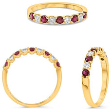 .57CT DIAMOND & AAA RUBY 14K YELLOW GOLD 9 STONE LUCIDA WEDDING ANNIVERSARY RING
