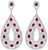 EXTRA LARGE 37.94CT DIAMOND & AAA RUBY 18KT WHITE GOLD 3D OVAL & ROUND EARRINGS