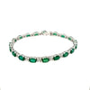ESTATE 10.79CT DIAMOND & AAA EMERALD 18K WHITE GOLD OVAL & ROUND TENNIS BRACELET