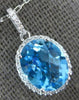3.07CT DIAMOND & AAA BLUE TOPAZ 14KT WHITE GOLD 3D CLASSIC OVAL & ROUND PENDANT