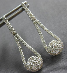 ESTATE .88CT DIAMOND 14KT WHITE GOLD CLASSIC FLOWER TEAR DROP HANGING EARRINGS
