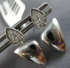 ESTATE .12CT DIAMOND 14KT WHITE GOLD 3D DOUBLE TRIANGULAR FUN HANGING EARRINGS