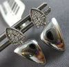 ESTATE .12CT DIAMOND 14KT WHITE GOLD 3D DOUBLE TRIANGULAR FUN HANGING EARRINGS