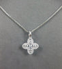 .42CT DIAMOND 18KT WHITE GOLD CLASSIC 4 LEAF CLOVER FLOWER LOVE FLOATING PENDANT