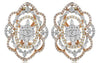 LARGE 2.13CT DIAMOND 18K TRI COLOR GOLD 3D FLOWER OPEN FILIGREE HANGING EARRINGS