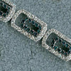 5.15CT WHITE & BLUE DIAMOND 14K WHITE GOLD 3D DOUBLE SQUARE CUFF TENNIS BRACELET