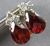 LARGE 3.30CT DIAMOND & AAA GARNET 14KT 2 TONE GOLD 3D PEAR SHAPE EARRINGS #27695