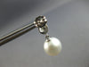 ESTATE .22CT DIAMOND & AAA SOUTH SEA PEARL 18K WHITE GOLD LEAF HANGING EARRINGS