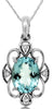 1.14CT DIAMOND & AAA AQUAMARINE 14KT WHITE GOLD 3D MULTI HEART FLOWER PENDANT