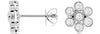 ESTATE .47CT DIAMOND 14KT WHITE GOLD 3D CLASSIC ROUND FLOWER BEZEL STUD EARRINGS