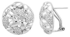 ESTATE .52CT DIAMOND 14KT WHITE GOLD 3D MULTI OVAL CIRCULAR CLIP ON EARRINGS