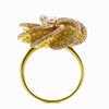 LARGE 1.78CT WHITE & FANCY YELLOW DIAMOND 18KT YELLOW & ROSE GOLD 3D FLOWER RING
