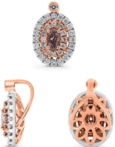 .61CT WHITE & PINK DIAMOND 18KT WHITE & ROSE GOLD OVAL & ROUND FLOATING PENDANT